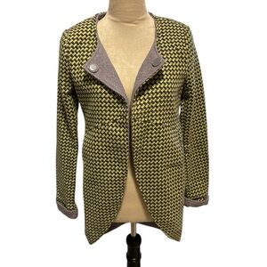 Elegant Wool Blazer in Black and Yellow Size Small